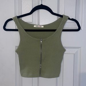 Better be, sage, ribbed crop top in size small